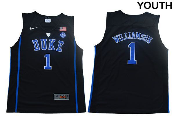 Youth Duke Blue Devils 1 Williamson Black Nike NBA NCAA Jerseys